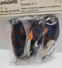 Leewards Vintage Orange Penguins 2 1/2 Inch Crafting Set of 3 Made in Hong Kong