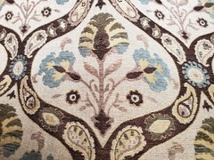 3 YARDS Luxury Upholstery Woven Jacquard Fabric Blue Tan Mediterranean Ogee