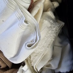 CLOSEOUT EXOTIC FABRIC SCRAPS PER 5 LBS BULK: SHADES OF WHITE AND NEUTRAL ONLY