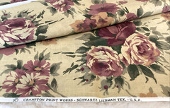 Vtg Cranston Printworks Fabric Roses Floral Cottagecore Romantic Mauve 60″x143″