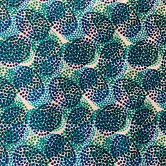 Fabric Cotton Print Aqua Blue Green Ovals Woven Stretch Abstract 4 1/2 yds