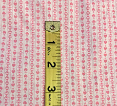 VTG Ditzy Cottagecore Tiny Pink Hearts Vertical Stripes on White BTFQ