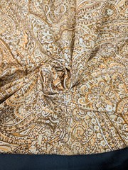 Brown Paisley Sewing Fabric Silky Synthetic Print 5 Yards Fashion Apparel Lining