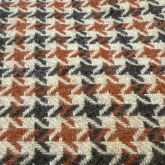 Vintage Cashmere Brown & Orange Houndstooth Wool Fabric 2.5 yd 60″ W Medium