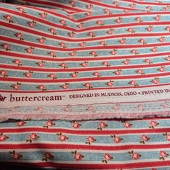 Sky Blue Red White Stripe Pink Roses Joann Buttercream Cotton Fabric 2 Yards