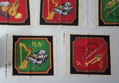 Joyful Noise Christmas Musical Individual Fabric Blocks 5 Tara Reed 9″Sq Cotton