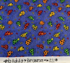 Ladybug Polka Dot Heart Fabric Kari Pearson For SSI Red Green Orange Blue BTHY