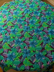 VTG Fabric Tahitian Floral Blue Green Purple Hibiscus 144×43 Tropical