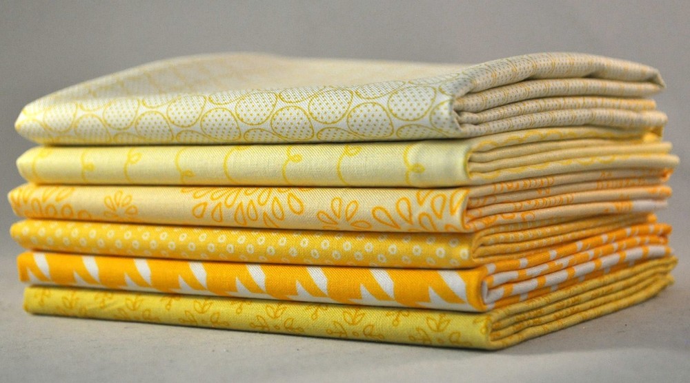 Designer Fabric Bundle Lemonade Yellow 6 Fat Quarter Bundle, 1 1/2 yards total