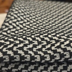 Vintage 26″x65″ Black & White Textured Geometric Woven Zigzag Rectangle Fabric