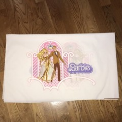 Vtg Superstar Barbie Ken Pillowcase Fabric Panel Golden Dream Elegance 1981