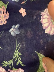 3 Yards Navy Blue Floral Cotton Fabric 20” X 110” Polyester Blend ? Pink Flowers