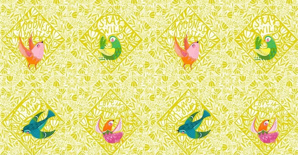 Dantini 100% Cotton Fabric: WHAT THE BIRDS SAID, 24″ x 44″ PANEL