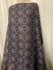 100% High Quality Silk Batiste Geometric Tile Blue Print Fabric By 56″ Wide
