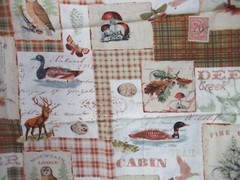 “NORTH MEMORIES” ANIMAL PATCH OWL DUCK DEER COTTON FABRIC 25X43 INCHES NEW