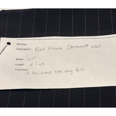 Black Pinstripe Shirting Weight Wool Fabric 2.5 Yds 60″ Wide Suiting Material