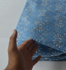 4 Yard Blue & White NO TARRIF CHARGES 100%✅Hand Block 100%Cotton Fabric KK3