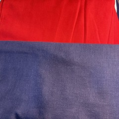 Lot of 2 Pieces of Cotton Broadcloth Fabric Both Red & Blue each- 44” X 48”