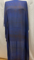 100% Silk Double Georgette Cobalt Blue Brown Gator Fabric 1 Yard 10″ Long 54″ W