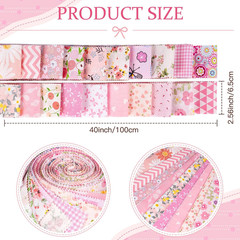 40Pcs Cotton Jelly Roll Fabric Strips for Quilting, 20 Pink Patterns | 2 of Each