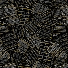 Christmas Musical Fabric | Song Sheet Music Toss Black | Kanvas Studio YARD