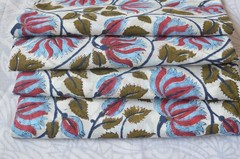 10 Yard Fabric Hand Block Floral Print 100%Cotton NO TARRIF CHARGES 100%✅ZK_167