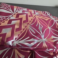 Hawaiian Polynesian Fabric Geometric Floral Silver Shattered Holo Approx 8.5 Yar
