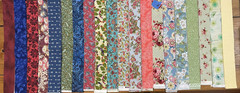 20-pc. 2.5″ Jelly Roll – 100% quilting cotton -Muted Blue/Green/Red