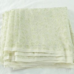 6Y+ x 55″ Vintage Sheer Voile Fabric Drapery Floral Rose Ethereal Sage Green