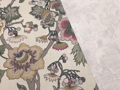 Belle Maison HAWTHORNE LINEN Beige Yellow Green Floral Designer Drape Uph Fabric