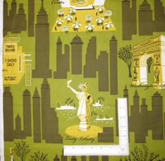 Travel New York Landmarks Fabric By Yard Green Cotton Timeless Treasures C7165