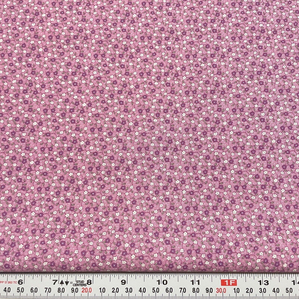 30’s Repro Florals & Pin Dots on Purple Cotton Fabric HALF YARD Remnant 18 x 44