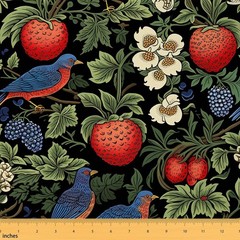 Erosebridal Strawberry Fabric Yard, Flowers Birds Waterproof Upholstery DIY