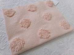 blush pink vtg style chenille bedspread fabric, big dots 18″ x 24″ quilt piece
