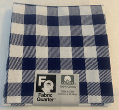 Cotton Fabric Fat Quarter Blue white large check for Quilting Crafts gingham