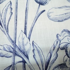 Belle Maison Fabric Floral Botanical Print 39×44 Linen Blend Spain Blue Flowers
