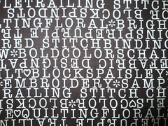 SEWING KNITTING WORDS TEXT CRAFTING BLACK WHITE COTTON FABRIC FQ