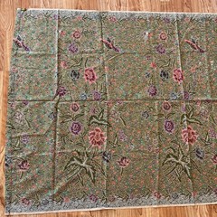 Vintage ADRM Dua Sekawan Floral Batik Sarong Green Purple Red Flowers 43”x 72”