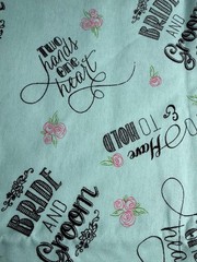 4 YDS TOTAL – TWO FABRICS -TWO HANDS ONE HEART TOSS BRIDE & GROOM COTTON 55367