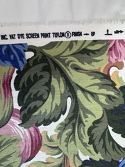 Vintage STANLEY KING STUDIO FLORAL FABRIC 104”x 58” Rose Vibrant Sateen Cotton