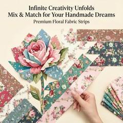 42 Pcs Jelly Roll Fabric Strips Quilting 2.6 Inch Precut Cotton Bundles Floral