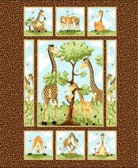 36″ X 44″ Panel Zoe the Giraffe Safari Quilt Multicolor Cotton Fabric D683.93