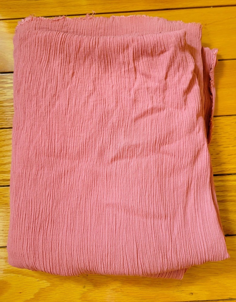 Fabric by the Yard Crinkled 100% Cotton Salmon Pink Mauve 96″x38″ 2.6 Yards, New