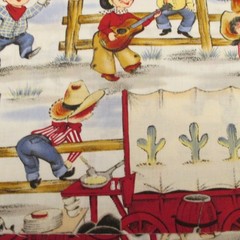 VTG LIL COWPOKES Cotton Quilting Fabric Michael Miller Cowboys ADORABLE BTY x 44