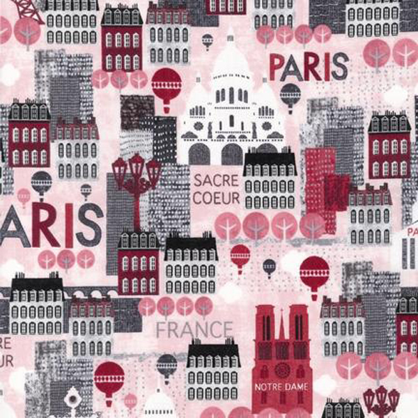 ROBERT KAUFMAN “HELLO PARIS” PARIS Pink by the 1/2 yard
