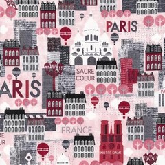 ROBERT KAUFMAN “HELLO PARIS” PARIS Pink by the 1/2 yard