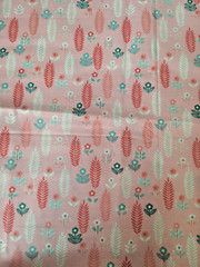 Flowers & Rounded Fern Leaves Stems Cotton Fabric Quilter’s Showcase