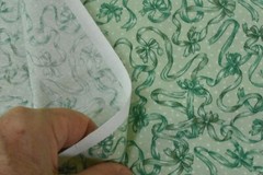 16″ Long, Vintage, Green Ribbons & Bows on Light-Green, Classic Cottons, P7659