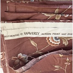 Waverly Div. of Schumacher Screen Print Vat Dye Fabric New 2 large pieces Mauve