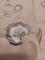 Randolph Alexander Linen Blend Floral Embroidered Fabric Samples Tan Blue Brown